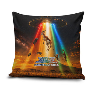 South Africa Safari UFO Pillow Cover African Wildlife Sci-Fi Galaxy Space And Mandela