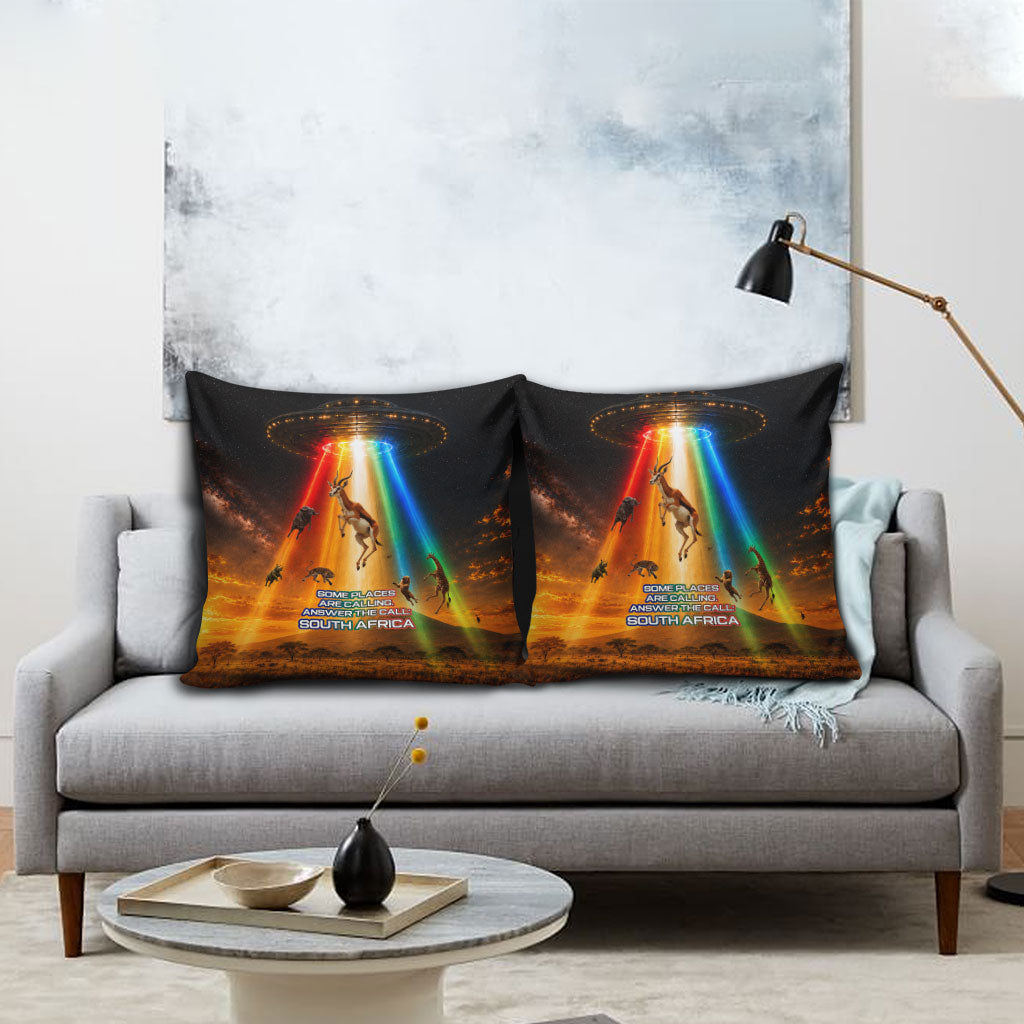 South Africa Safari UFO Pillow Cover African Wildlife Sci-Fi Galaxy Space And Mandela