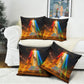 South Africa Safari UFO Pillow Cover African Wildlife Sci-Fi Galaxy Space And Mandela