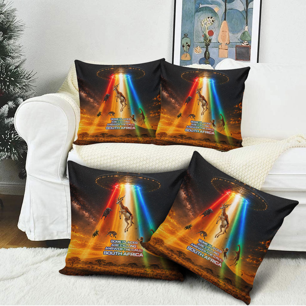 South Africa Safari UFO Pillow Cover African Wildlife Sci-Fi Galaxy Space And Mandela