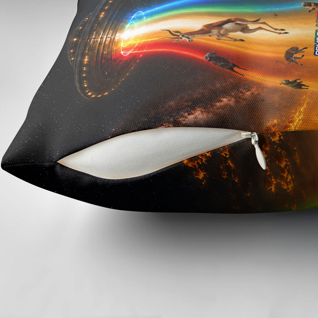 South Africa Safari UFO Pillow Cover African Wildlife Sci-Fi Galaxy Space And Mandela