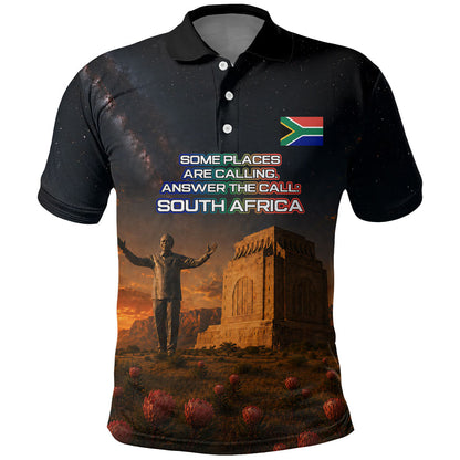 South Africa Safari UFO Polo Shirt African Wildlife Sci-Fi Galaxy Space And Mandela