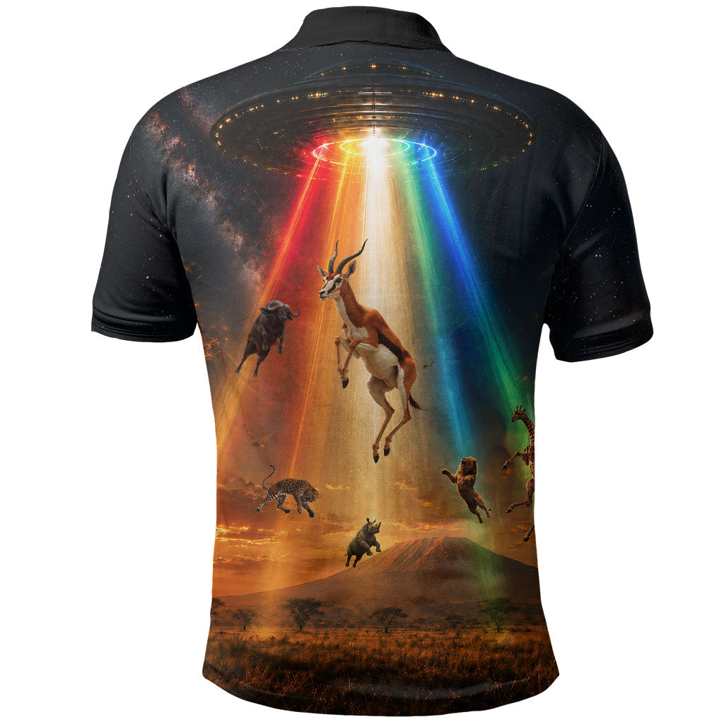 South Africa Safari UFO Polo Shirt African Wildlife Sci-Fi Galaxy Space And Mandela