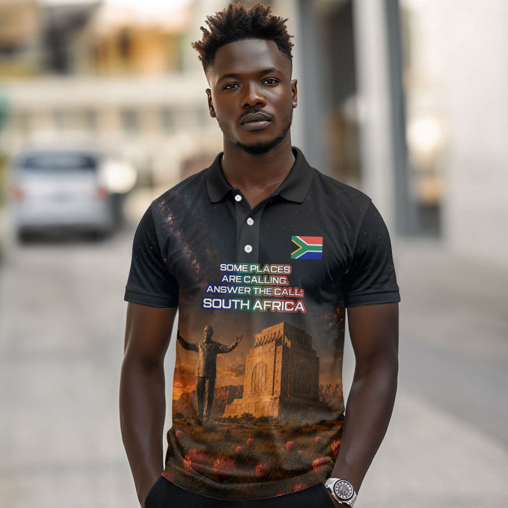 South Africa Safari UFO Polo Shirt African Wildlife Sci-Fi Galaxy Space And Mandela
