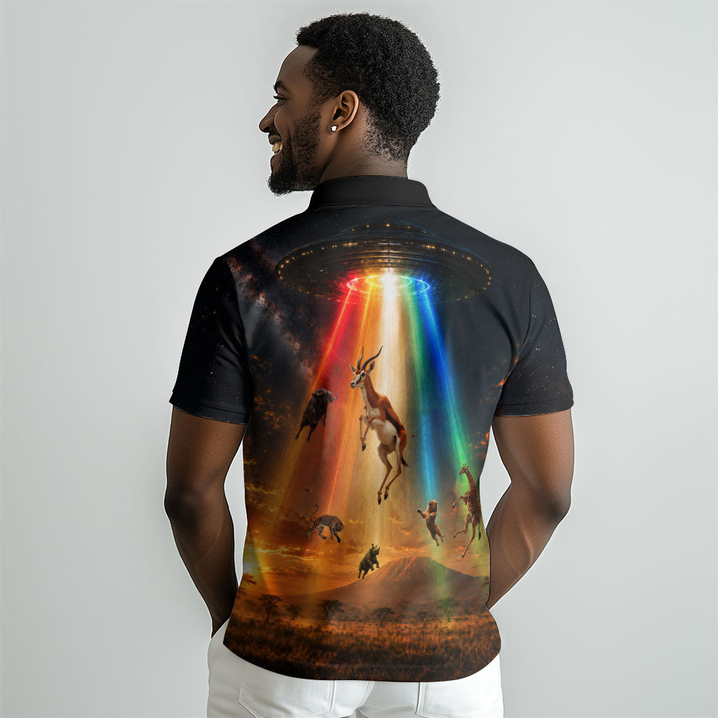 South Africa Safari UFO Polo Shirt African Wildlife Sci-Fi Galaxy Space And Mandela