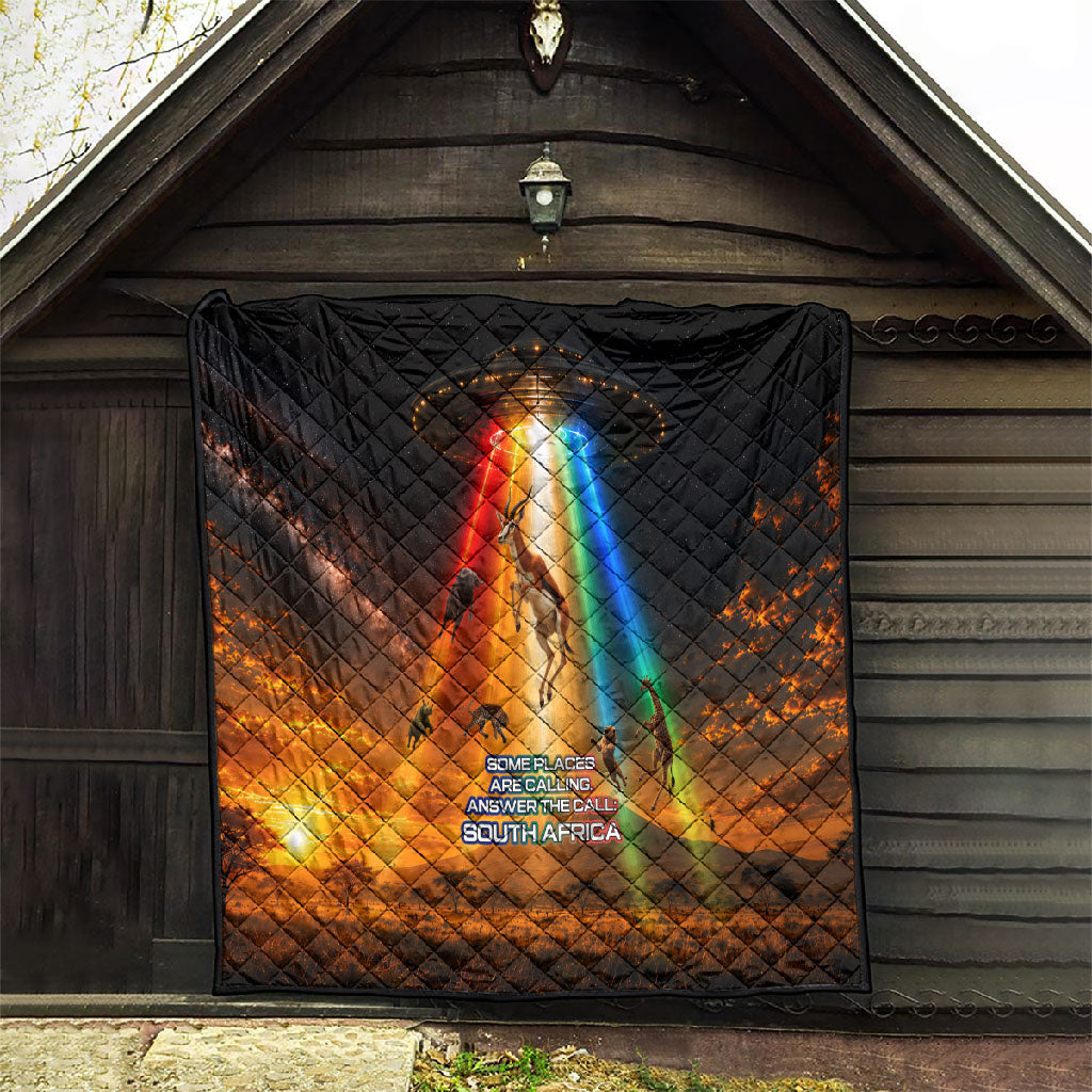 South Africa Safari UFO Quilt African Wildlife Sci-Fi Galaxy Space And Mandela