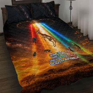 South Africa Safari UFO Quilt Bed Set African Wildlife Sci-Fi Galaxy Space And Mandela