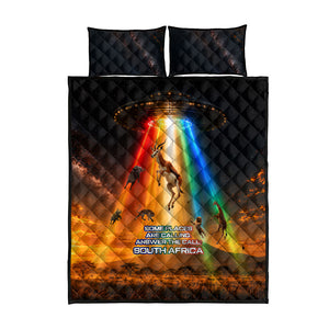 South Africa Safari UFO Quilt Bed Set African Wildlife Sci-Fi Galaxy Space And Mandela