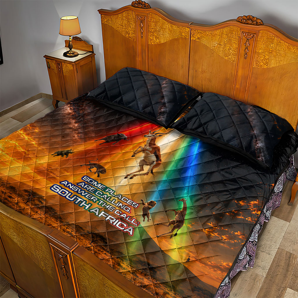 South Africa Safari UFO Quilt Bed Set African Wildlife Sci-Fi Galaxy Space And Mandela