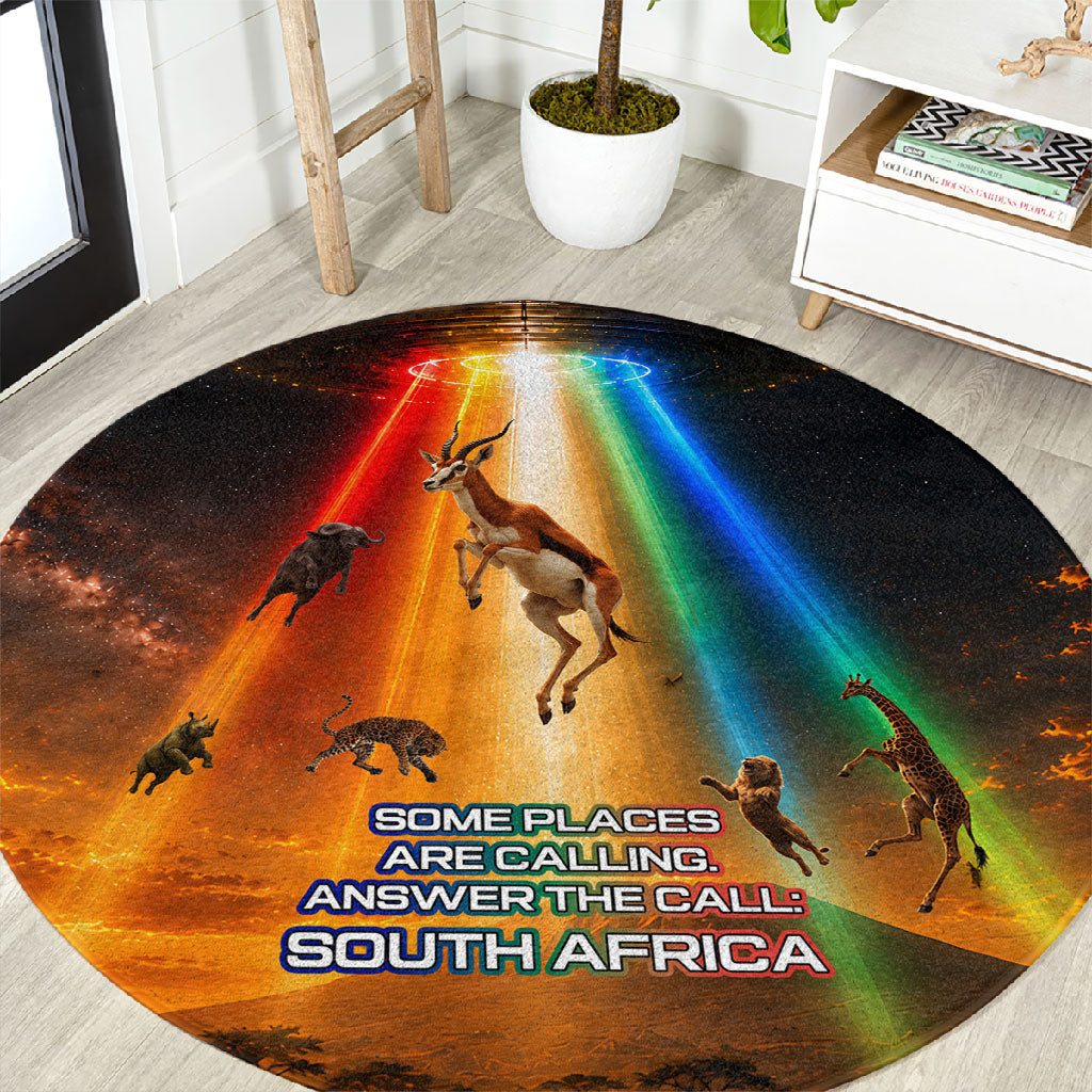 South Africa Safari UFO Round Carpet African Wildlife Sci-Fi Galaxy Space And Mandela