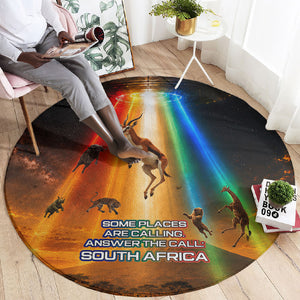 South Africa Safari UFO Round Carpet African Wildlife Sci-Fi Galaxy Space And Mandela