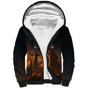 South Africa Safari UFO Sherpa Hoodie African Wildlife Sci-Fi Galaxy Space And Mandela