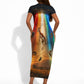 South Africa Safari UFO Short Sleeve Bodycon Dress African Wildlife Sci-Fi Galaxy Space And Mandela