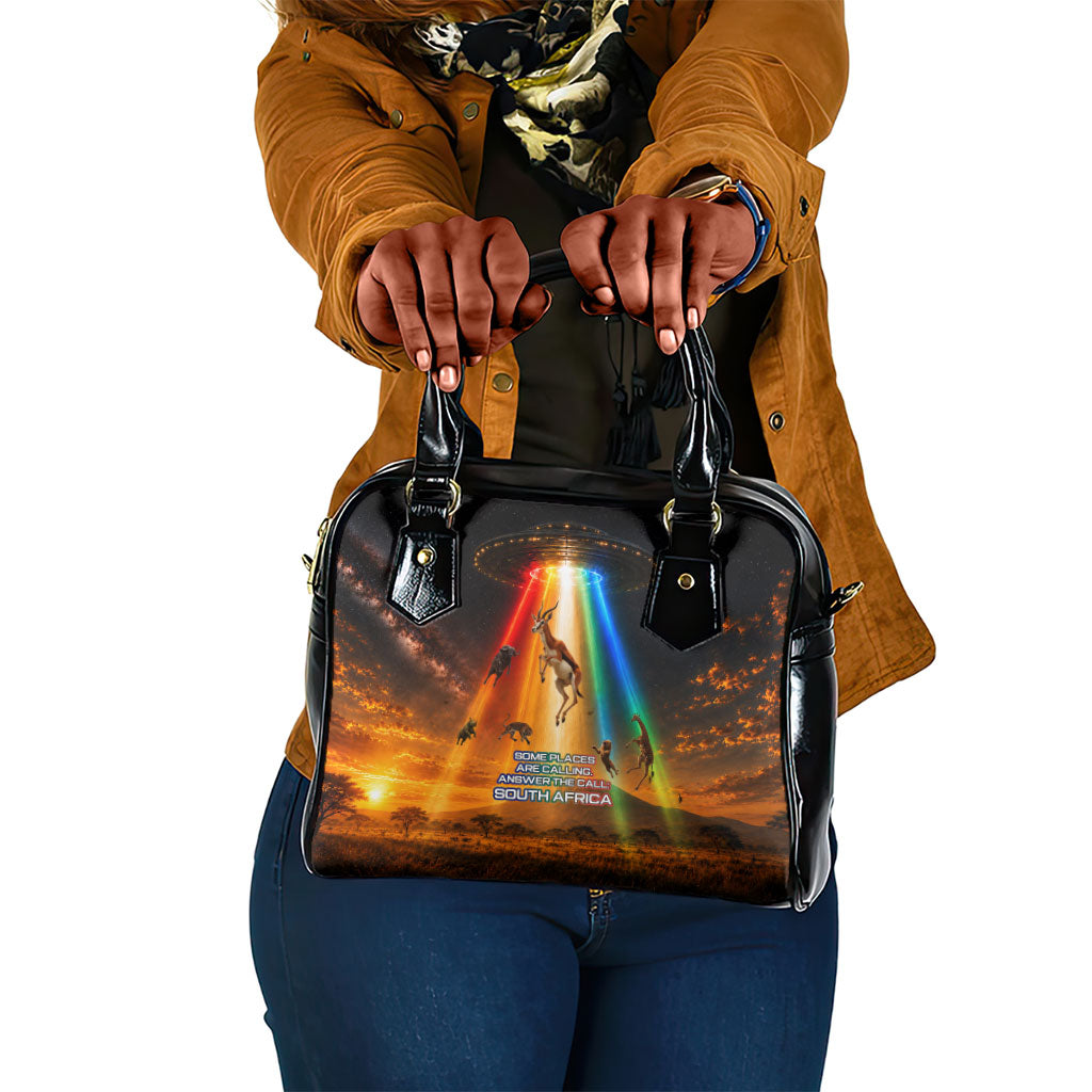 South Africa Safari UFO Shoulder Handbag African Wildlife Sci-Fi Galaxy Space And Mandela