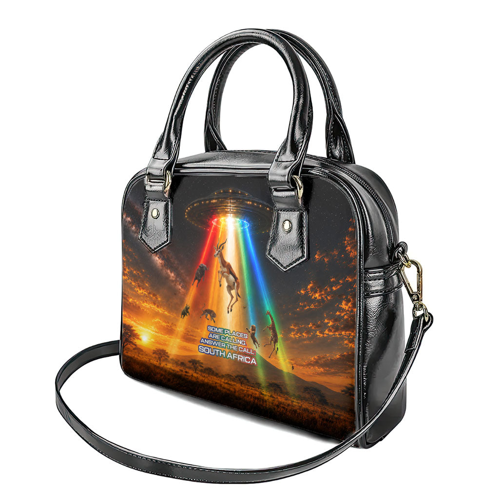 South Africa Safari UFO Shoulder Handbag African Wildlife Sci-Fi Galaxy Space And Mandela