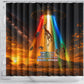 South Africa Safari UFO Shower Curtain African Wildlife Sci-Fi Galaxy Space And Mandela