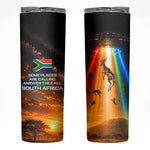 South Africa Safari UFO Skinny Tumbler African Wildlife Sci-Fi Galaxy Space And Mandela