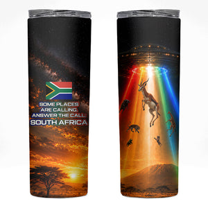 South Africa Safari UFO Skinny Tumbler African Wildlife Sci-Fi Galaxy Space And Mandela