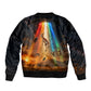 South Africa Safari UFO Sleeve Zip Bomber Jacket African Wildlife Sci-Fi Galaxy Space And Mandela