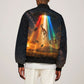 South Africa Safari UFO Sleeve Zip Bomber Jacket African Wildlife Sci-Fi Galaxy Space And Mandela