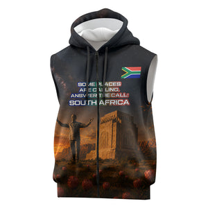 South Africa Safari UFO Sleeveless Zip Hoodie African Wildlife Sci-Fi Galaxy Space And Mandela