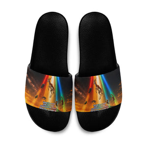 South Africa Safari UFO Slide Sandals African Wildlife Sci-Fi Galaxy Space And Mandela