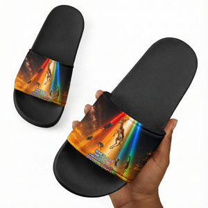 South Africa Safari UFO Slide Sandals African Wildlife Sci-Fi Galaxy Space And Mandela