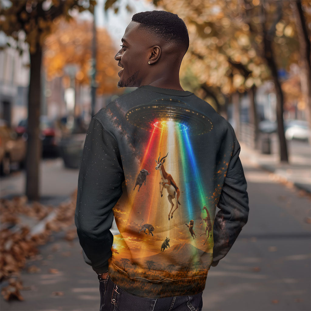 South Africa Safari UFO Sweatshirt African Wildlife Sci-Fi Galaxy Space And Mandela