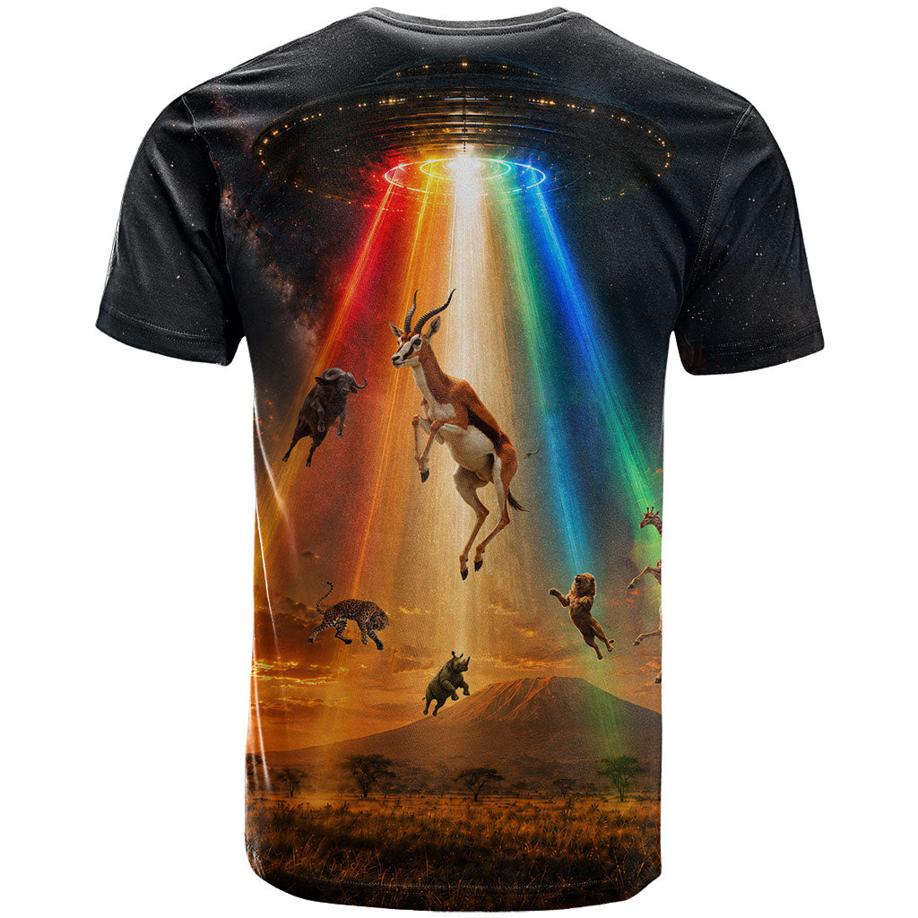 South Africa Safari UFO T shirt African Wildlife Sci-Fi Galaxy Space And Mandela