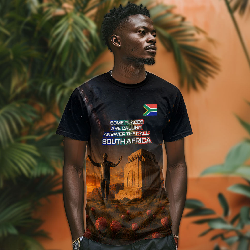 South Africa Safari UFO T shirt African Wildlife Sci-Fi Galaxy Space And Mandela