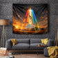 South Africa Safari UFO Tapestry African Wildlife Sci-Fi Galaxy Space And Mandela