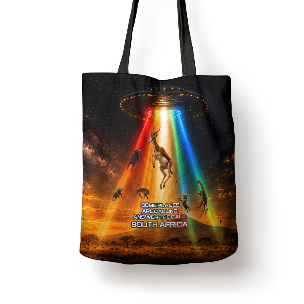 South Africa Safari UFO Tote Bag African Wildlife Sci-Fi Galaxy Space And Mandela