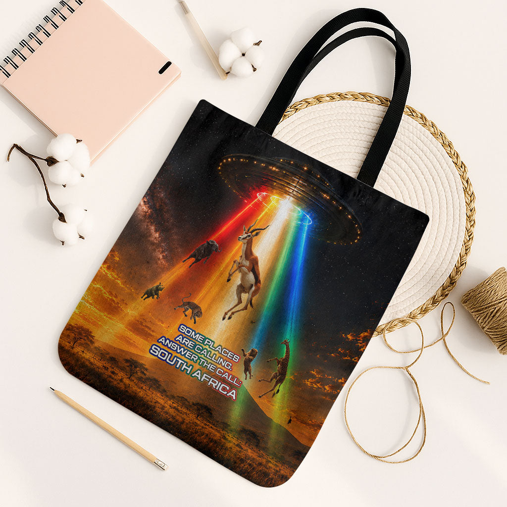 South Africa Safari UFO Tote Bag African Wildlife Sci-Fi Galaxy Space And Mandela