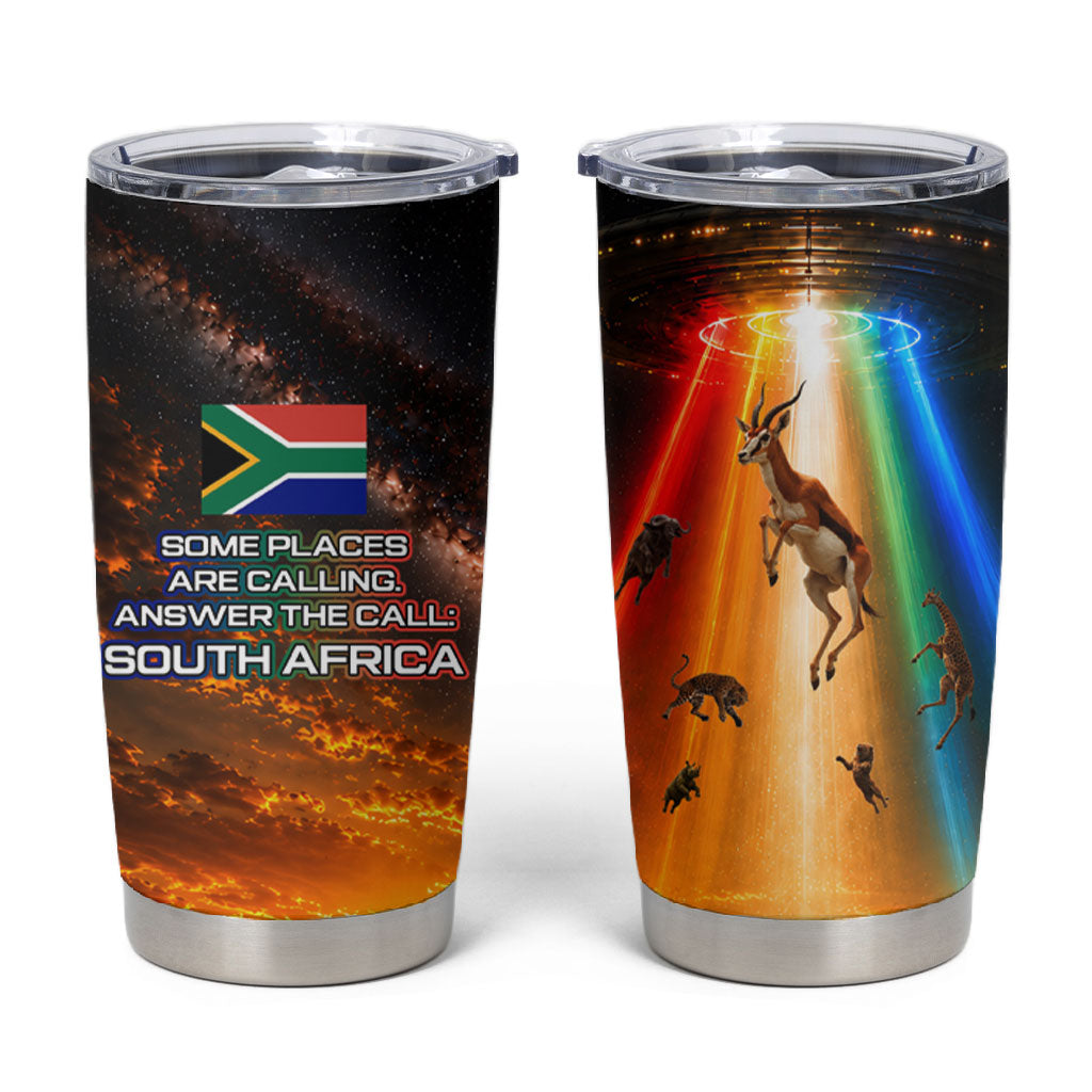 South Africa Safari UFO Tumbler Cup African Wildlife Sci-Fi Galaxy Space And Mandela