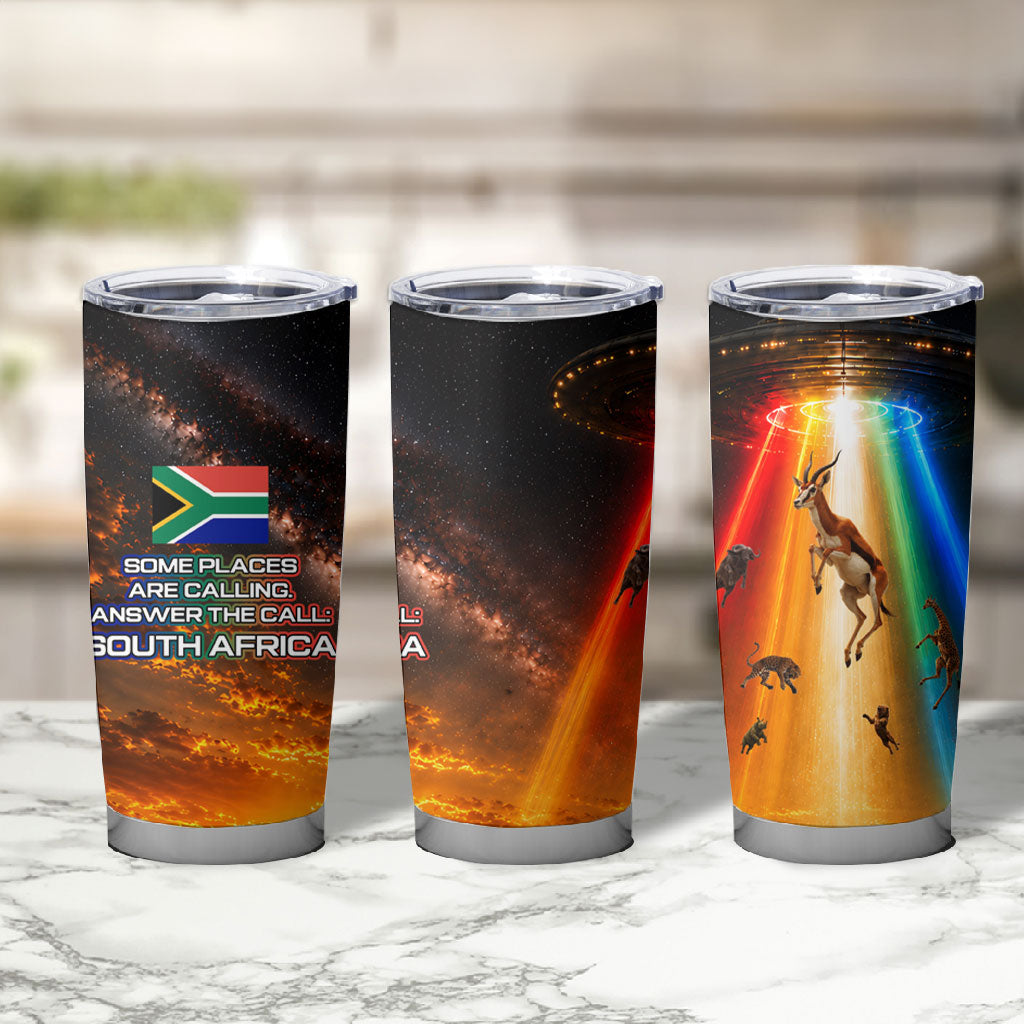 South Africa Safari UFO Tumbler Cup African Wildlife Sci-Fi Galaxy Space And Mandela