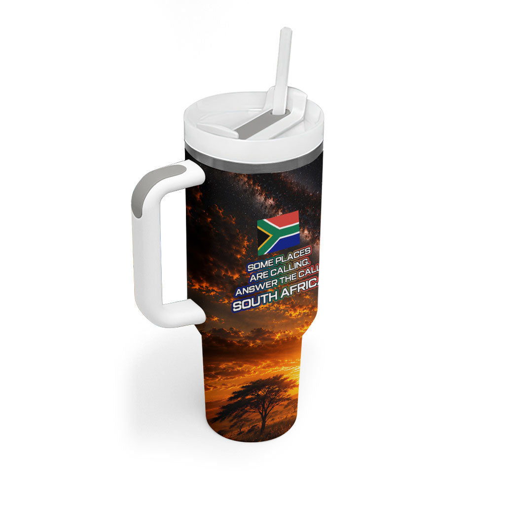 South Africa Safari UFO Tumbler With Handle African Wildlife Sci-Fi Galaxy Space And Mandela