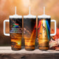 South Africa Safari UFO Tumbler With Handle African Wildlife Sci-Fi Galaxy Space And Mandela