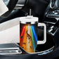 South Africa Safari UFO Tumbler With Handle African Wildlife Sci-Fi Galaxy Space And Mandela