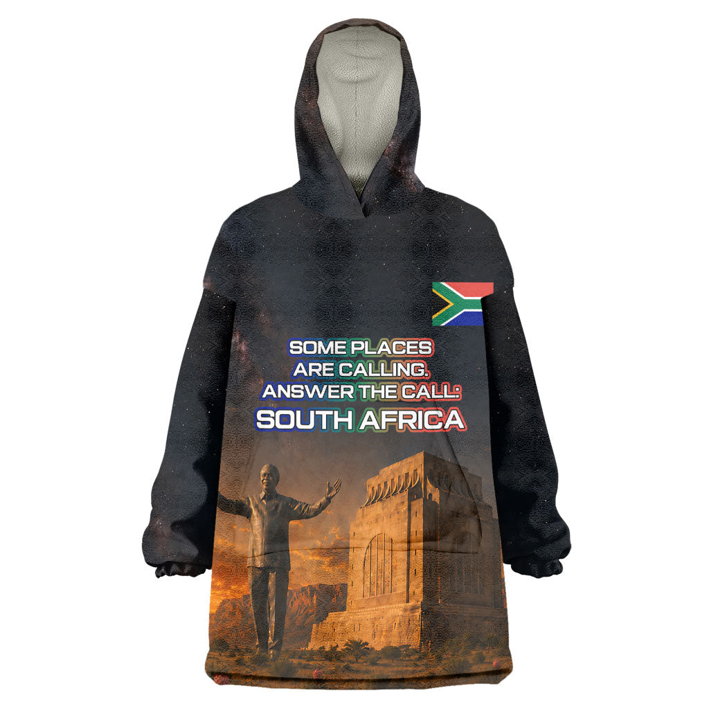 South Africa Safari UFO Wearable Blanket Hoodie African Wildlife Sci-Fi Galaxy Space And Mandela