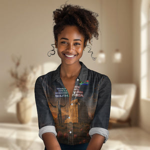 South Africa Safari UFO Women Casual Shirt African Wildlife Sci-Fi Galaxy Space And Mandela