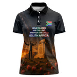 South Africa Safari UFO Women Polo Shirt African Wildlife Sci-Fi Galaxy Space And Mandela