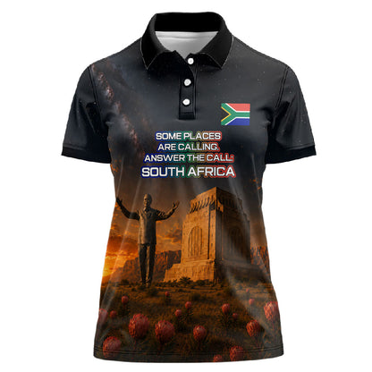 South Africa Safari UFO Women Polo Shirt African Wildlife Sci-Fi Galaxy Space And Mandela