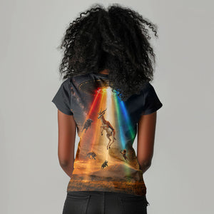 South Africa Safari UFO Women V-Neck T-Shirt African Wildlife Sci-Fi Galaxy Space And Mandela