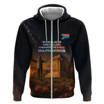 South Africa Safari UFO Zip Hoodie African Wildlife Sci-Fi Galaxy Space And Mandela