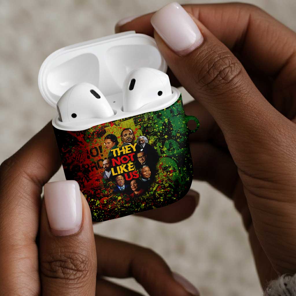 Black History Portrait Collage AirPods Case Africa Empowering They Not Like Us Quote in Grunge Paint - African Pride