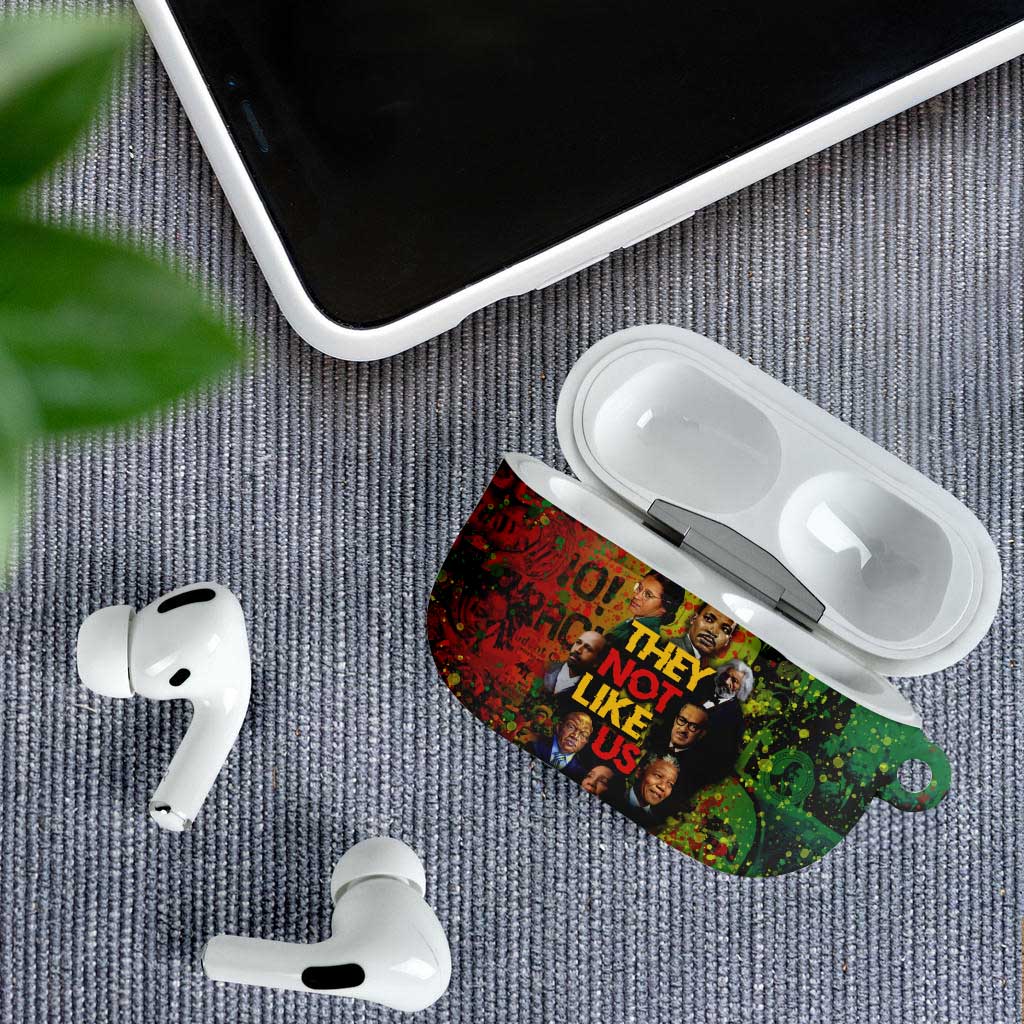 Black History Portrait Collage AirPods Case Africa Empowering They Not Like Us Quote in Grunge Paint - African Pride
