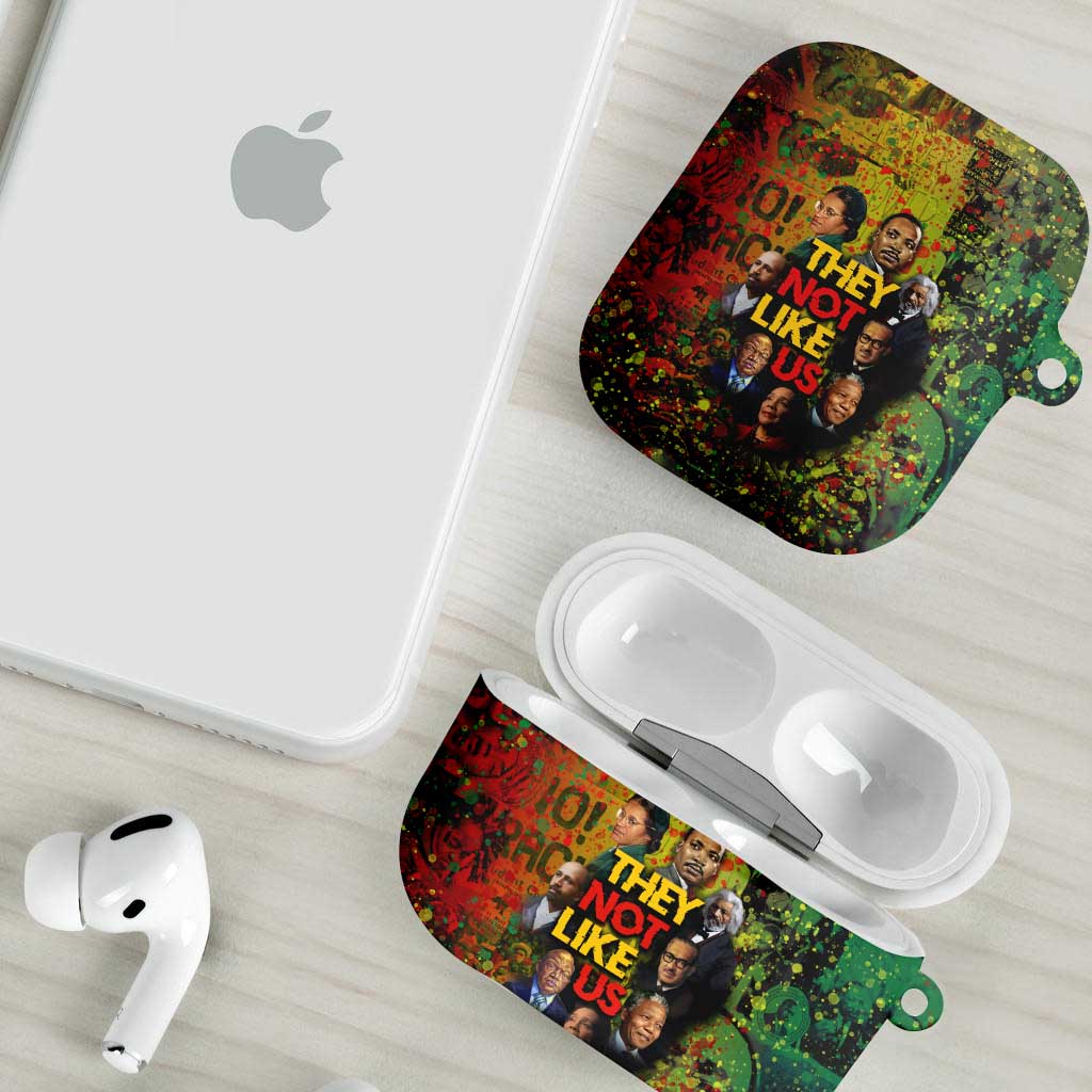 Black History Portrait Collage AirPods Case Africa Empowering They Not Like Us Quote in Grunge Paint - African Pride