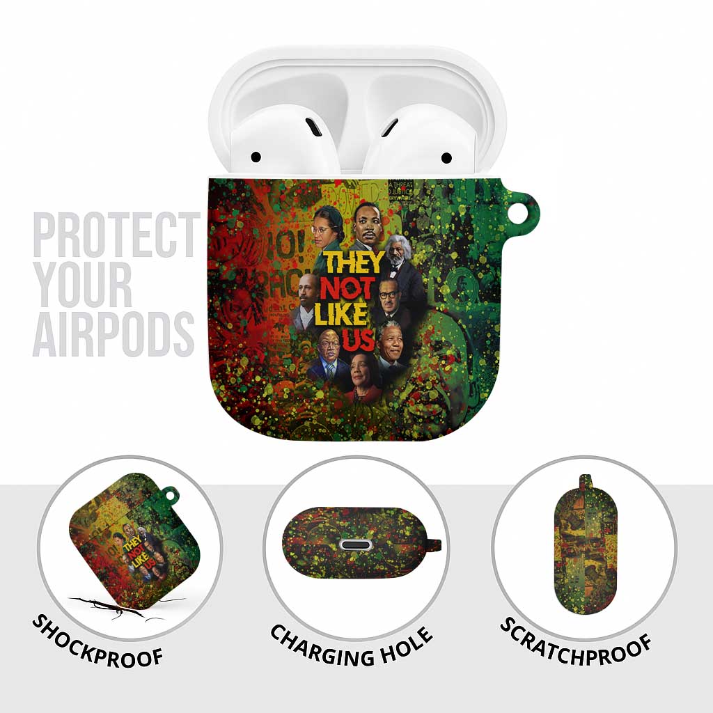 Black History Portrait Collage AirPods Case Africa Empowering They Not Like Us Quote in Grunge Paint - African Pride