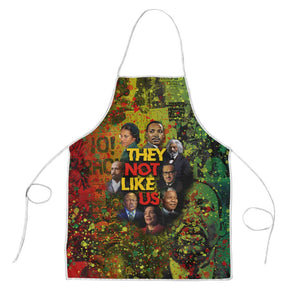 Black History Portrait Collage Apron Africa Empowering They Not Like Us Quote in Grunge Paint - African Pride