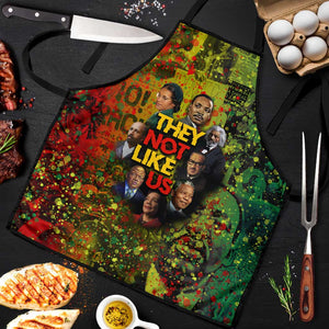 Black History Portrait Collage Apron Africa Empowering They Not Like Us Quote in Grunge Paint - African Pride